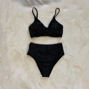 Cupshe size small 2 piece high wasted black bikini